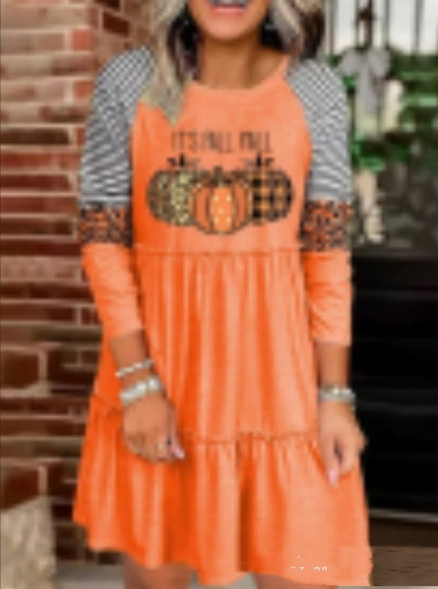 Robe de citrouille rayée princesse multicolore pour femmes