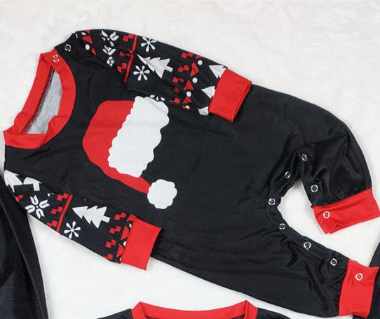 Ensemble de pyjamas d'automne et d'hiver Maison porter Chapeau de Noël imprimé costume parent-enfant