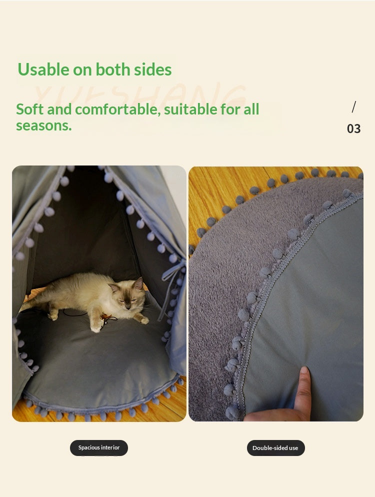 Lit de tente pliable tout-saison pour chats et chiens.