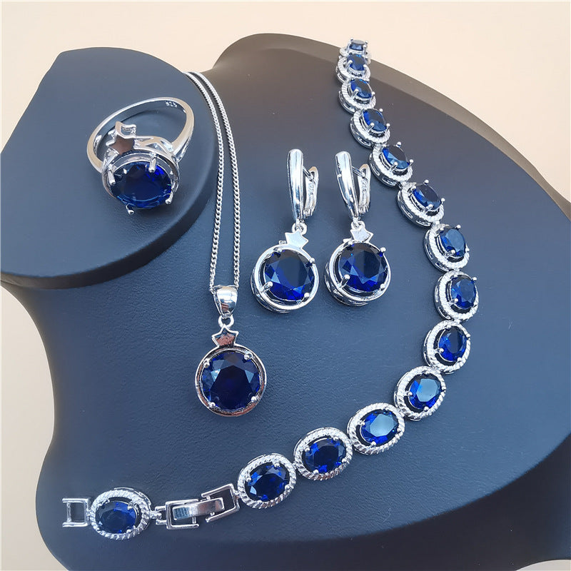 Étoile à quatre pièces et formes rondes européennes Et Tanzanite de style américain