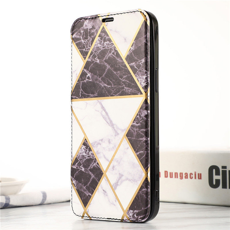 Convient pour compatible avec le support de carte de Holster de téléphone de pointage de marbre iPhone
