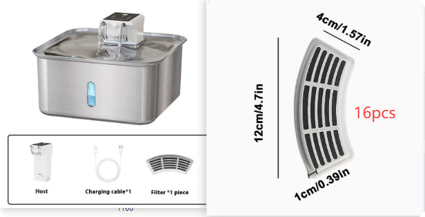 Fontaine d'eau de chat sans fil en acier inoxydable rechargeable