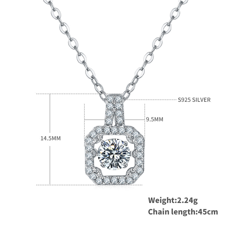 S925 Argent Sterling 0.5ct D Couleur VVS1 Moissanite Square Collier Halo 45cm Plat platine