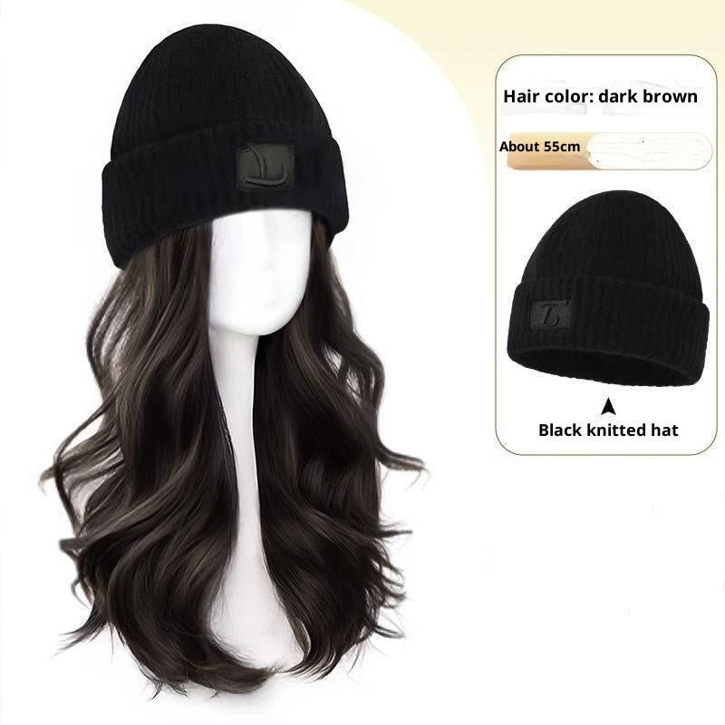 Chapeau Femmes Grande Tête Petite Mode Intégrée Grande Vague Pleine Tête