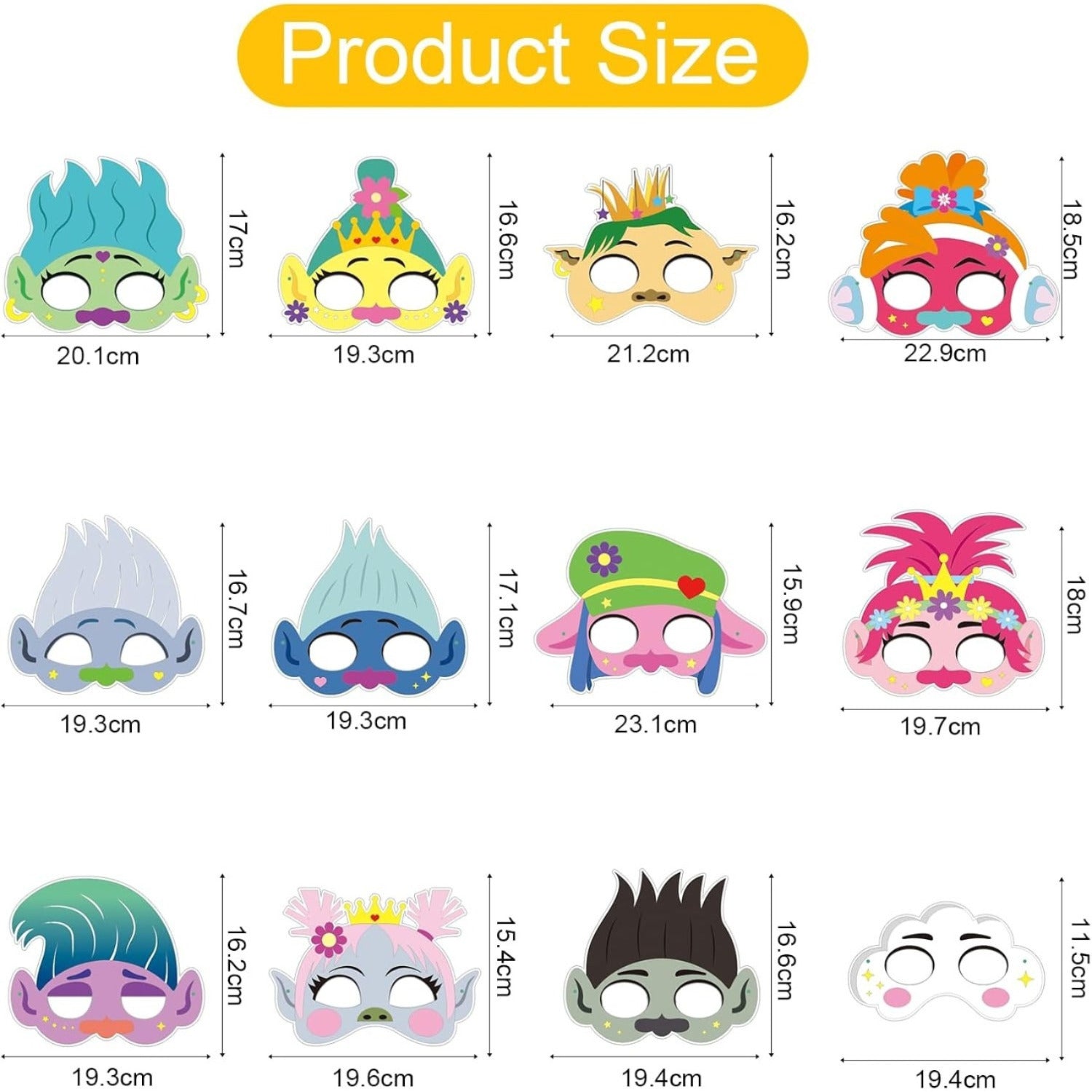Kit d'artisanat 50 pièces avec 24 masques en papier (12 modèles)