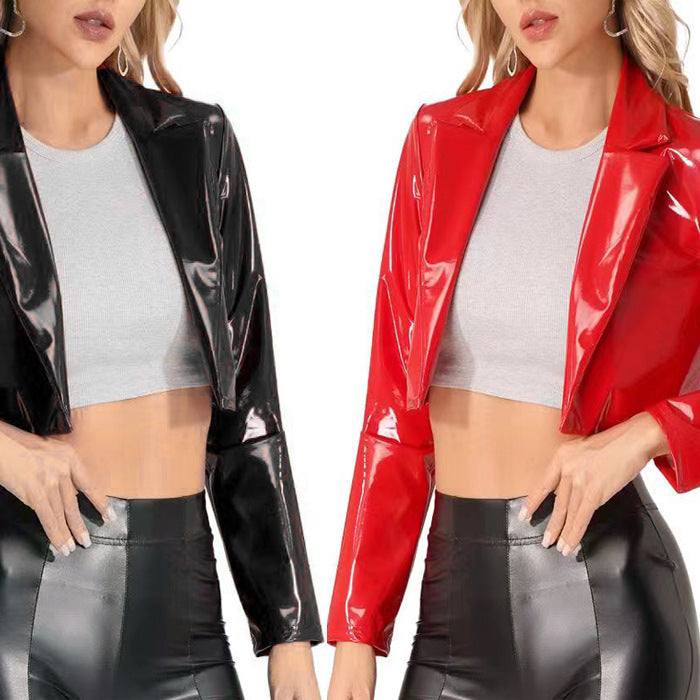 Veste européenne et américaine court moto Midriff Outfit Coat