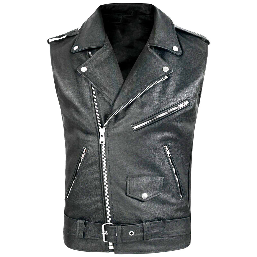 Veste de motard en cuir pour hommes PU