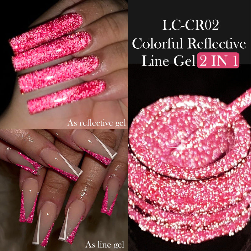 Gel d'ongle avec une finition brossée et des paillettes réfléchissantes