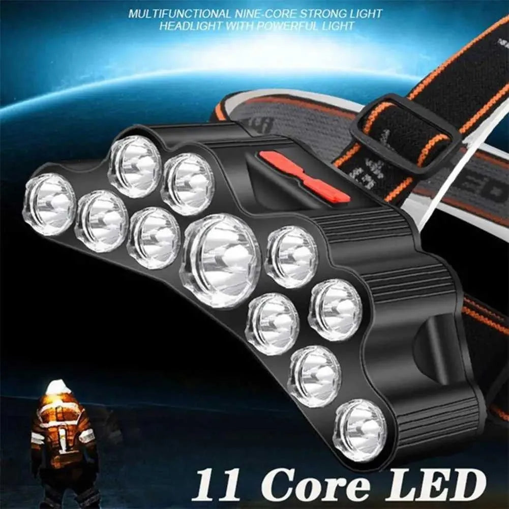 11 LED lampe de poche rechargeable USB avec intégré 18650 Batterie forte lumière Camping Adventu