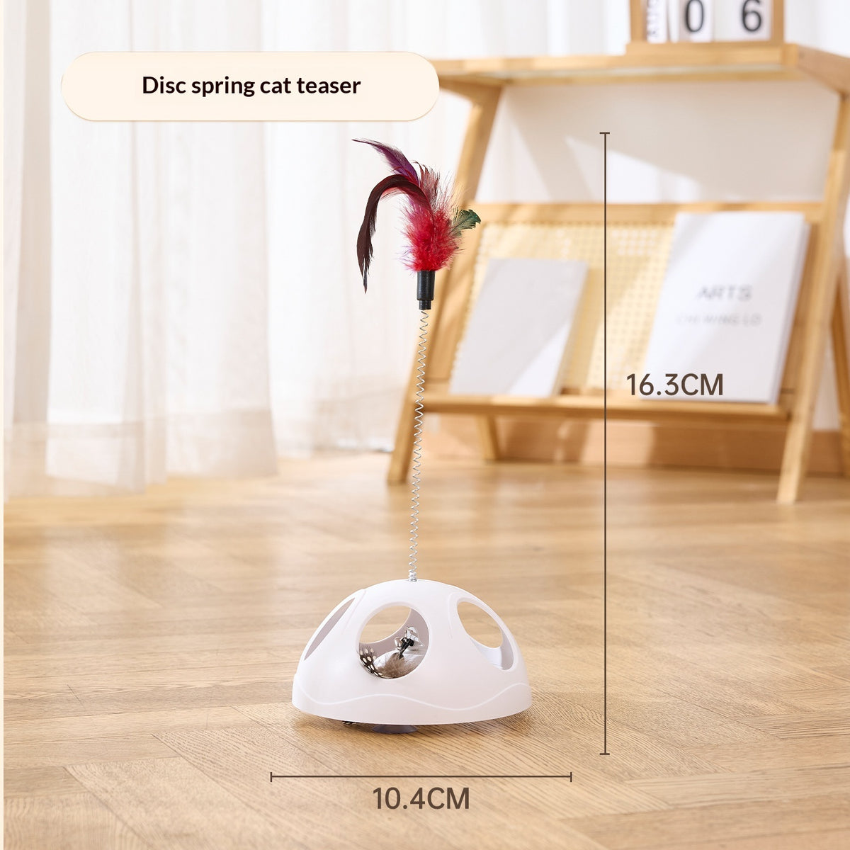 Cat Feather Teaser Wand Toy with Suction Cup Mount