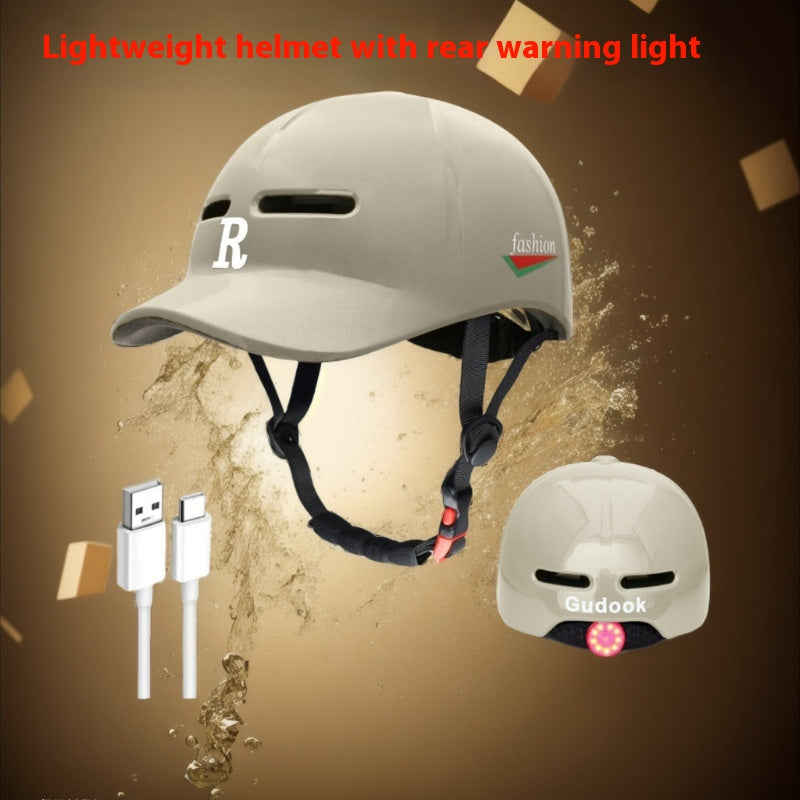 Duck Tongue Integrated Bicycle Helmet Warning Light