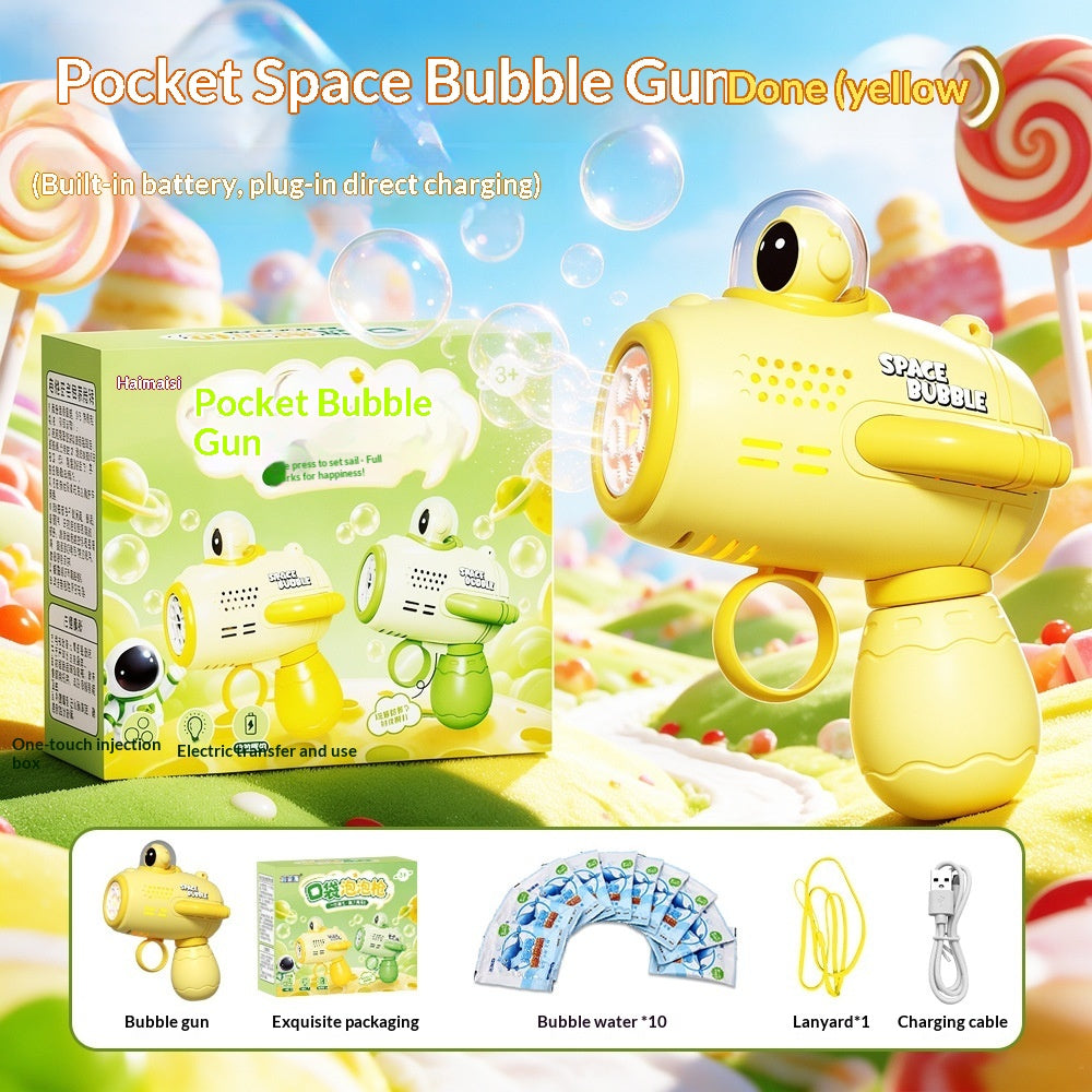 Space Astronaut Pocket Mini Bubble Gun Jouet de lumière électrique entièrement automatique pour enfants