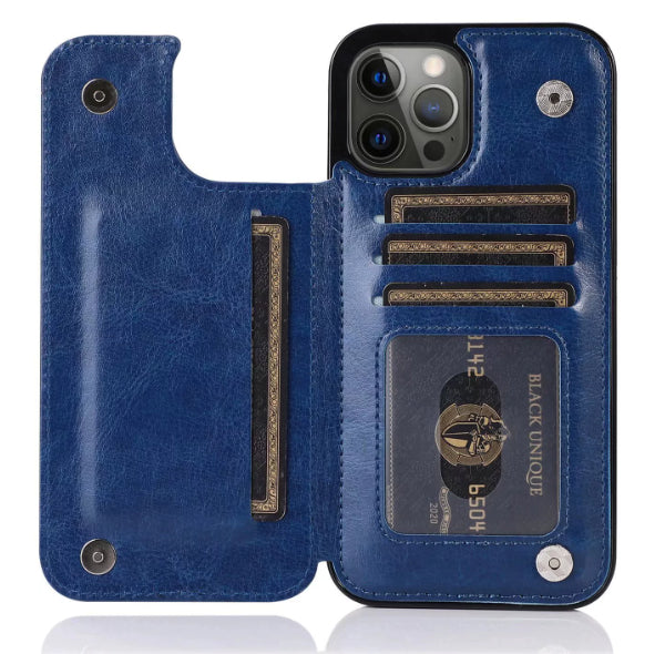 Solid Couleur Double boucle téléphone portable en cuir Case