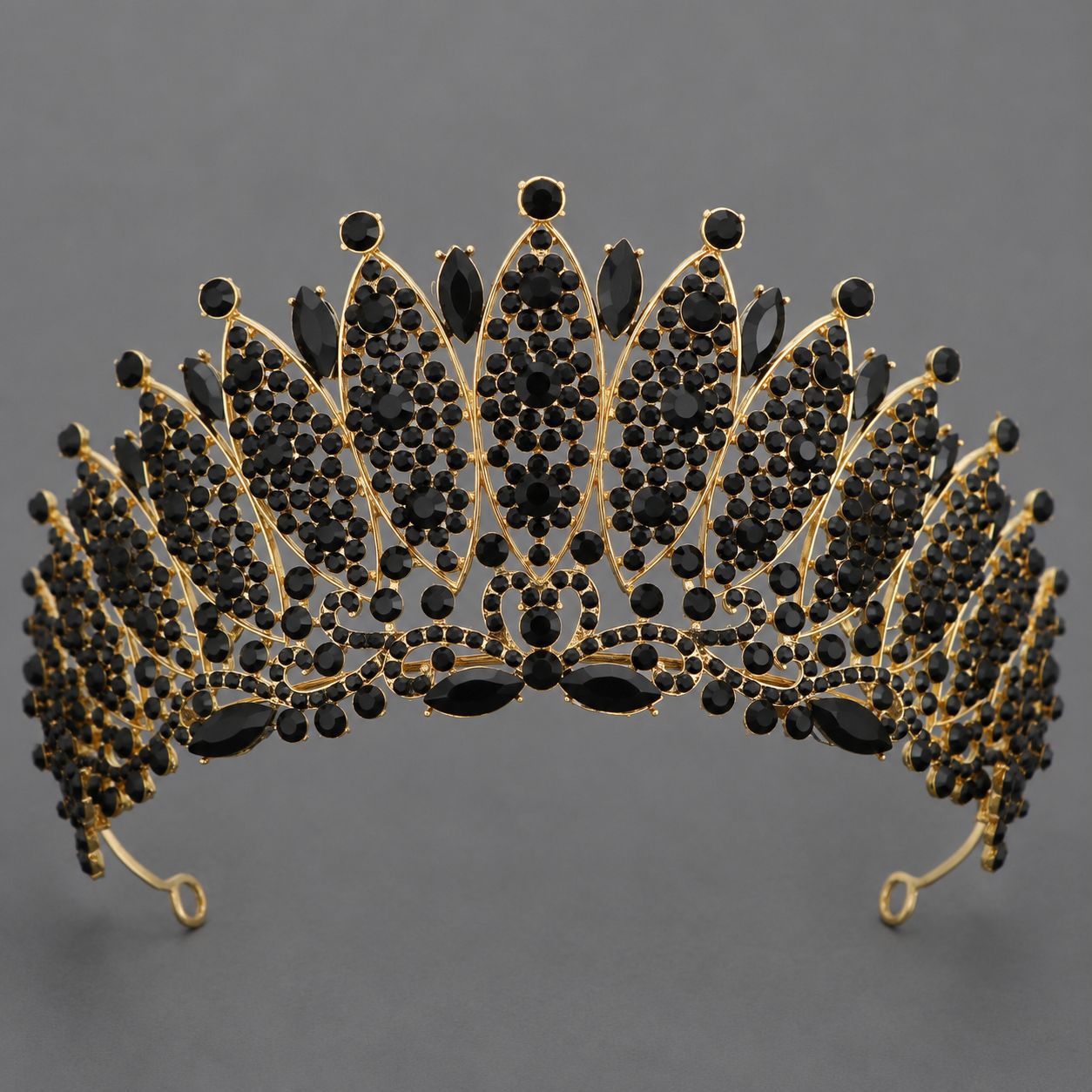 Tête haute en alliage sombre Strass Crownstylish
