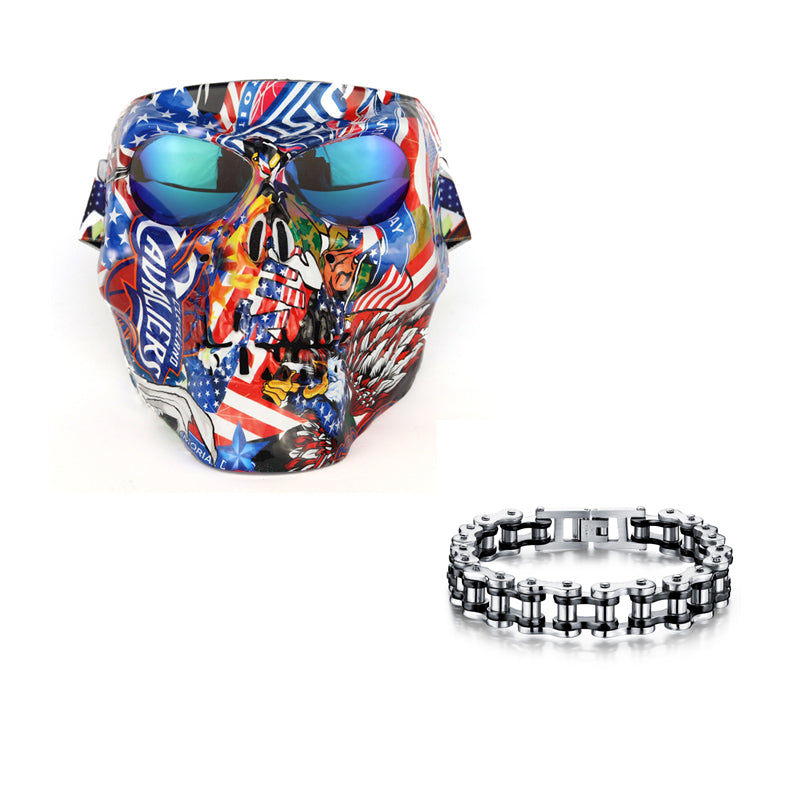 Crâne masque moto rider équipé de lunettes