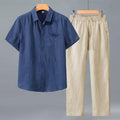 Chemise en coton et pantalons à manches courtes pour hommes