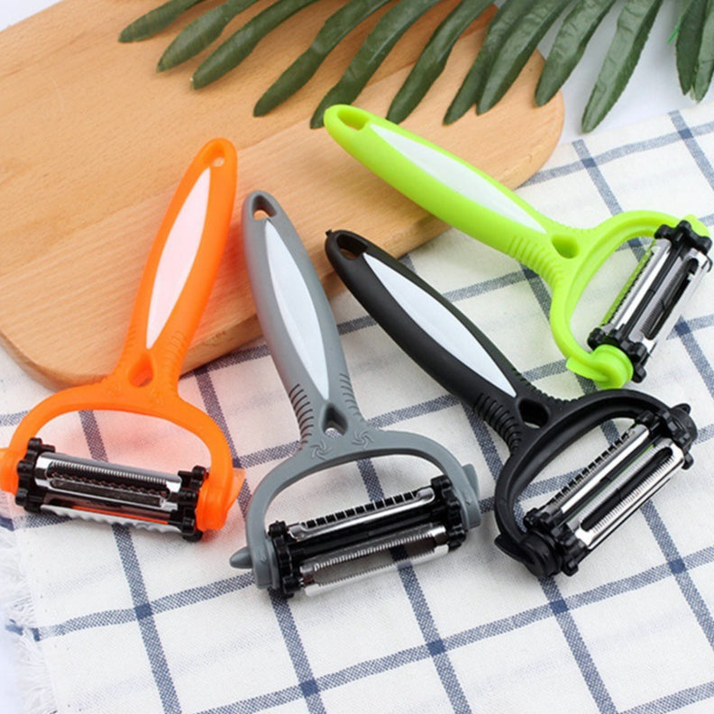 3-en-1 Rotary Vegetable Peeler Julienne Slicer Outil de cuisine Acier inoxydable Fruit Peeler