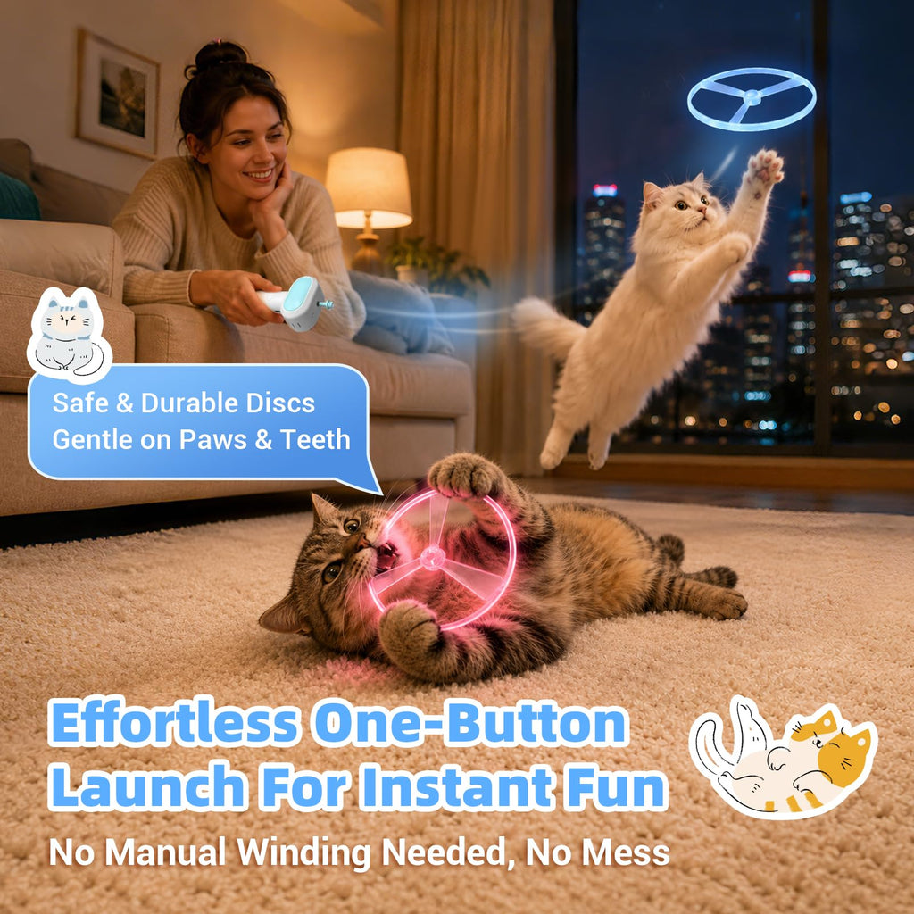 Jouet de récupération de chat avec lanceur de disque volant