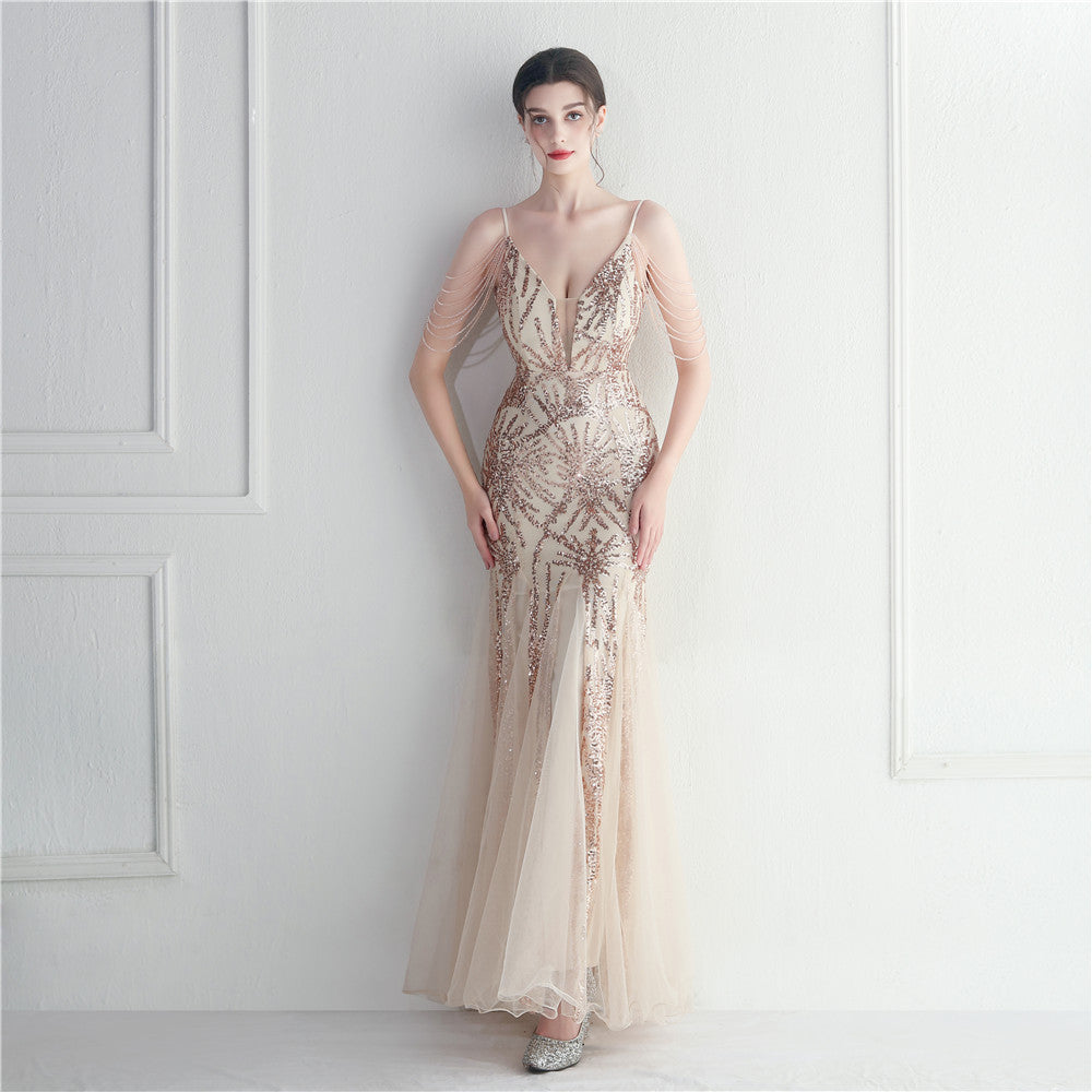 Mesh Perade mariage mariage mariage long camisole soirée Gown