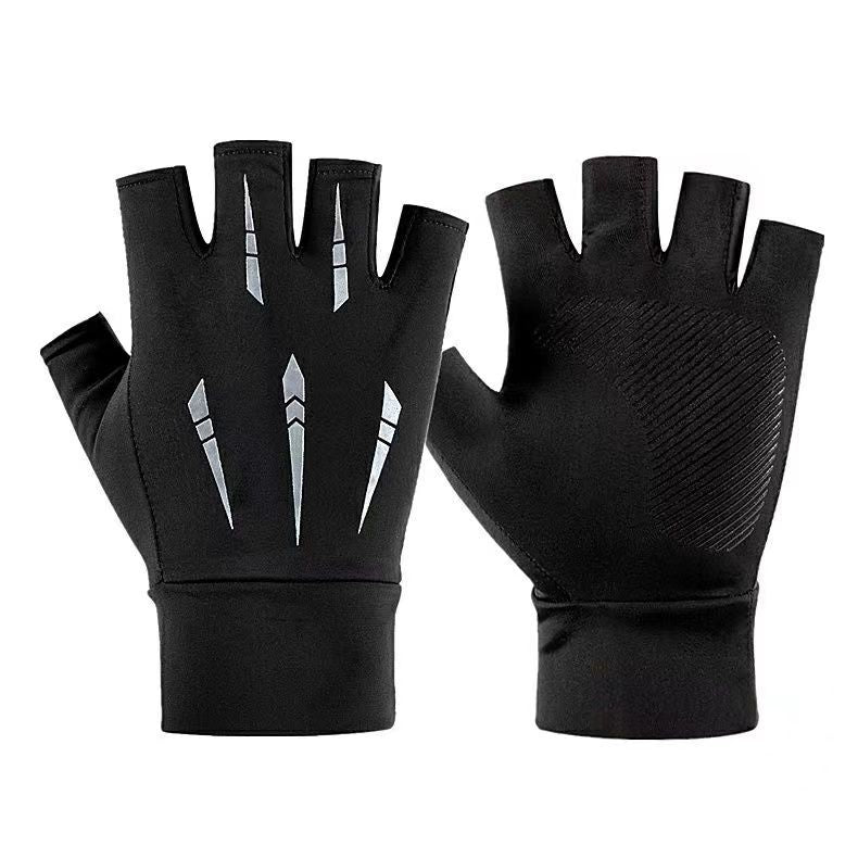 Sports de plein air d'été Gants demi-doigts faits de soie glacée avec une poignée antidérapante