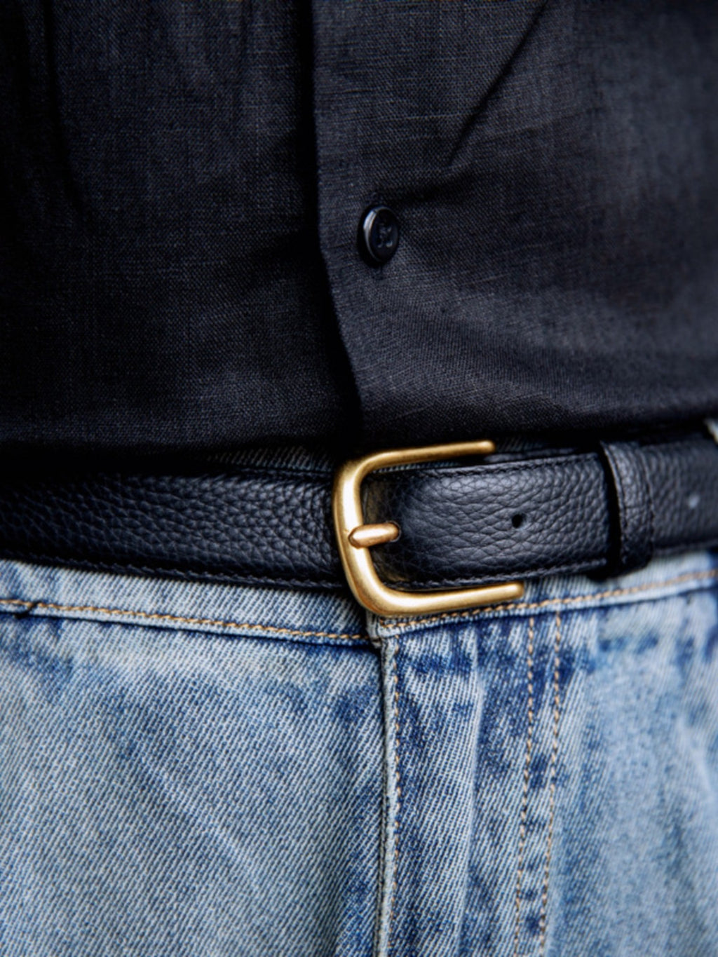 Men's and Women's Belt Lychee Pattern Calfskin