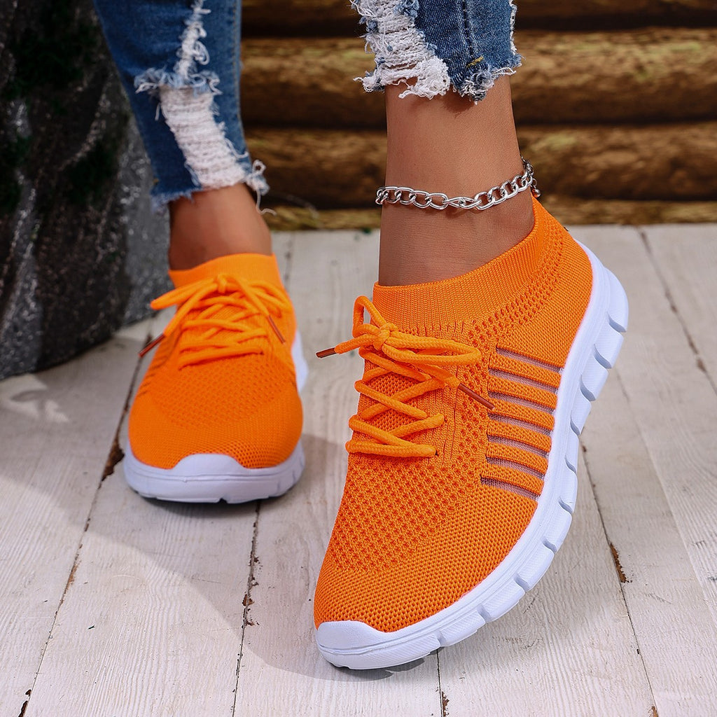 Femmes Respirant Sneaker High-cut Lace-up Platform Chaussures Casual