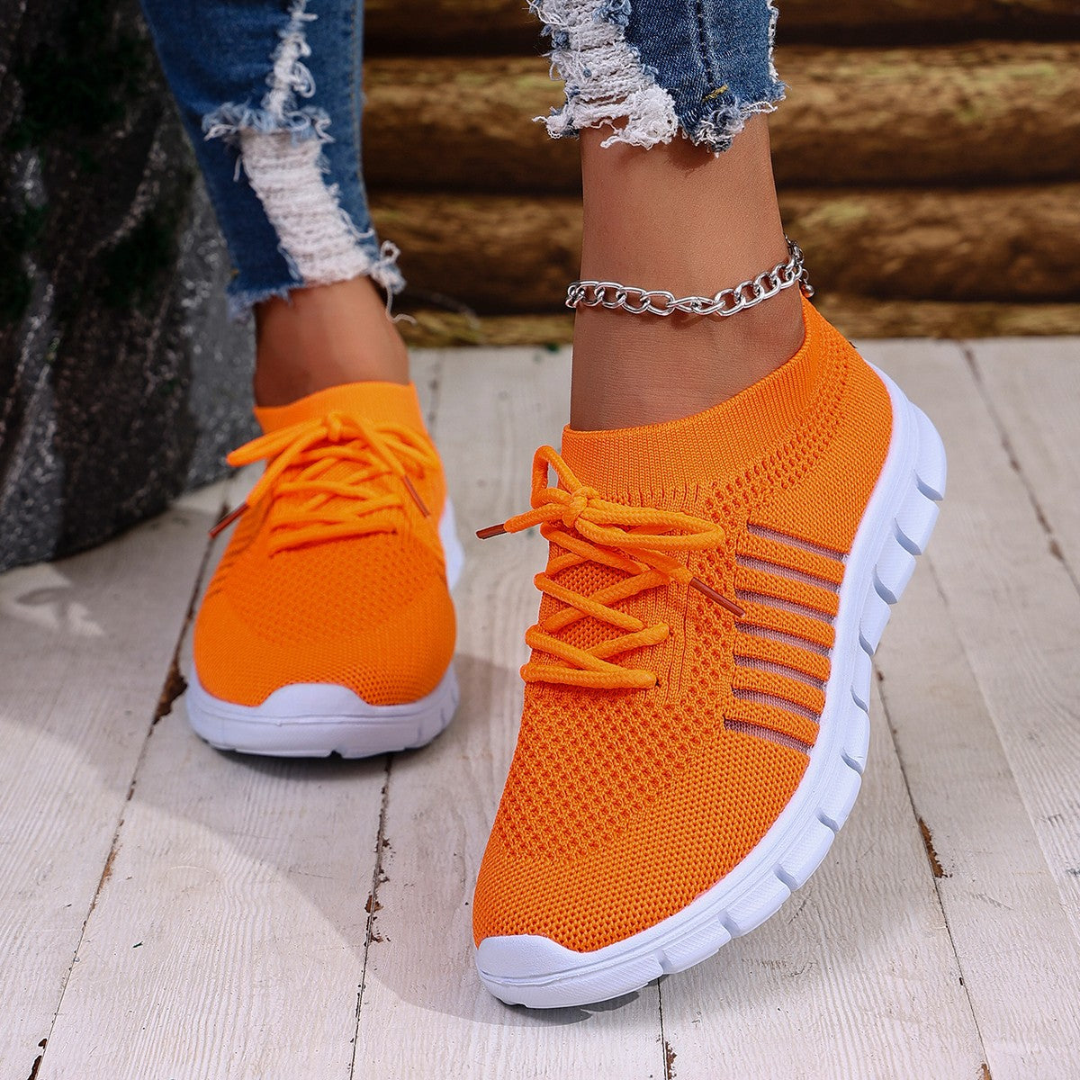 Femmes Respirant Sneaker High-cut Lace-up Platform Chaussures Casual