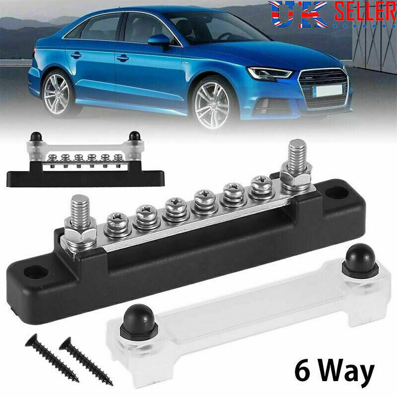 12V Distribution Bar Auto Boat Marine Power 6 Way Terminal Block Bus Bar