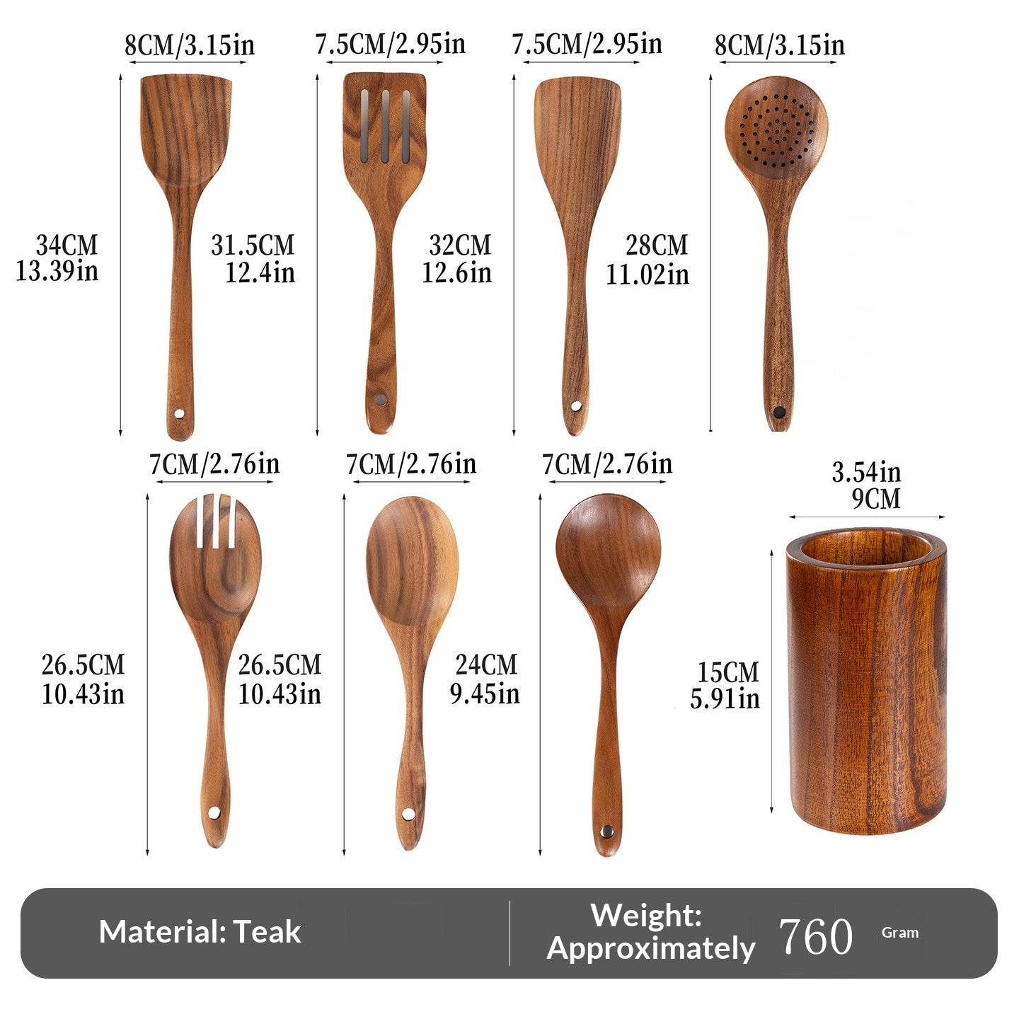 Ensemble de spatules en bois de teck