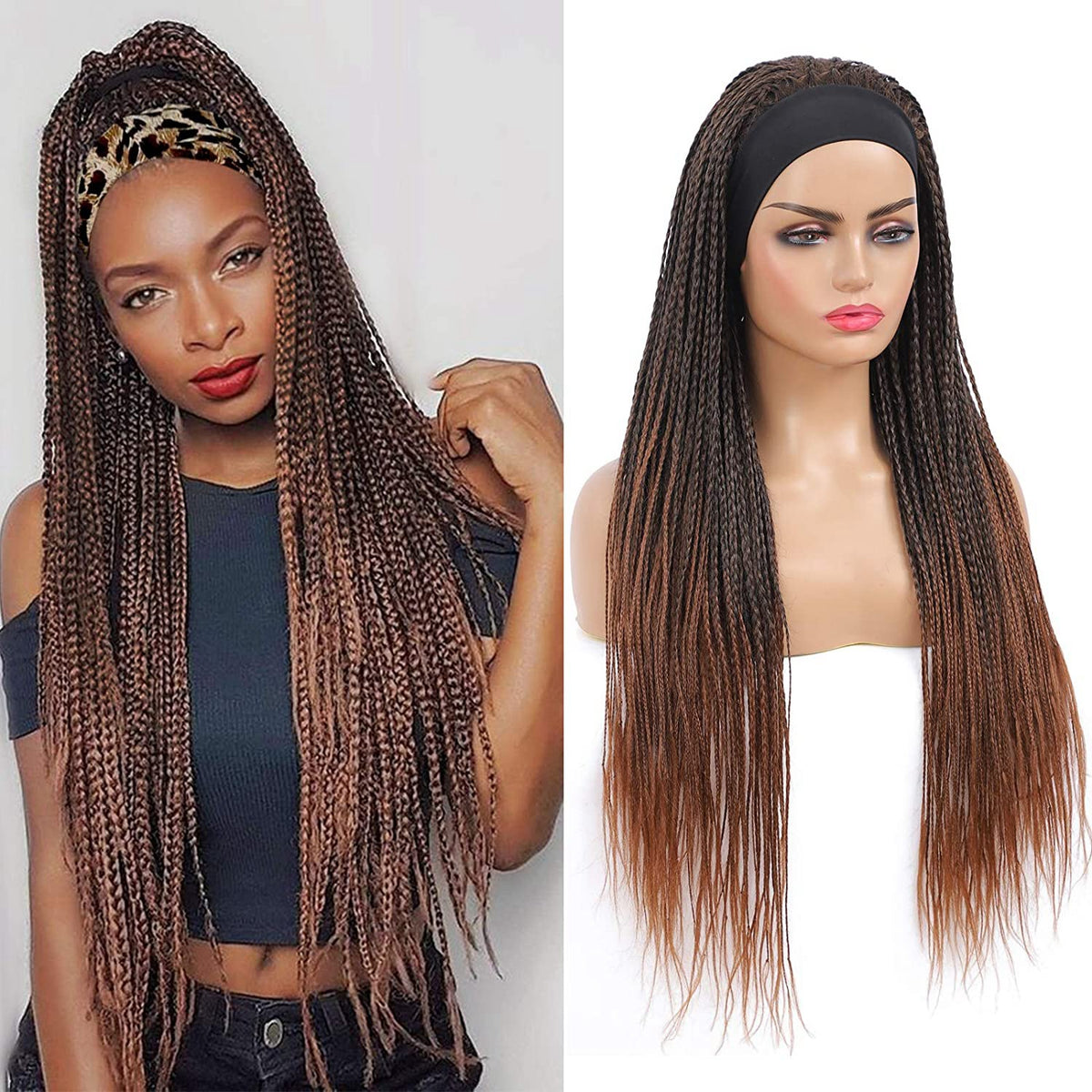 Cheveux européens et américains de soie glacée avec Turban Wig à trois brins Braid Brésilien crochet Stre