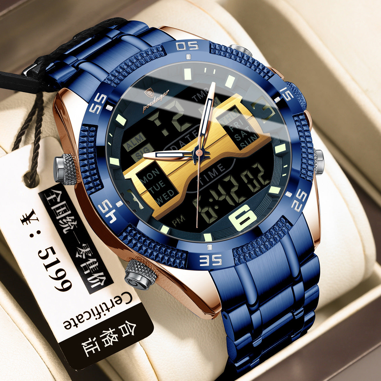 Montre électronique multifonctionnelle pour hommes
