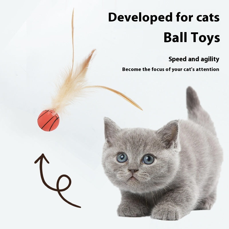 Jouet auto-hi de chat en fourrure de poulet élastique