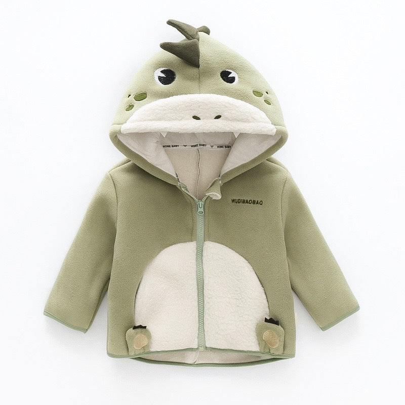 Veste à capuche chaude en velours de dessin animé