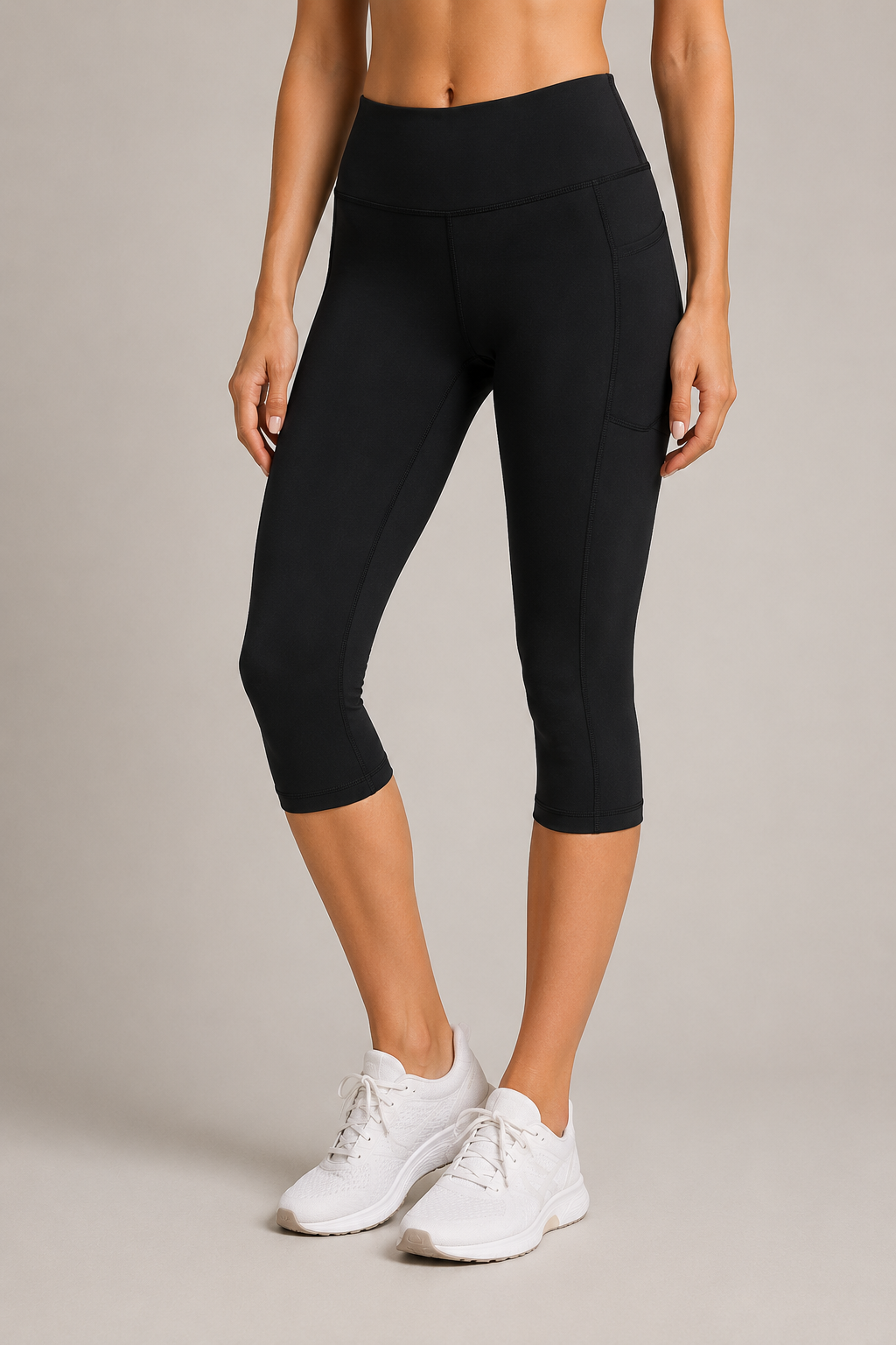 Leggings Capri haute taille pour femmes avec pantalons actifs extensibles de poche latérale