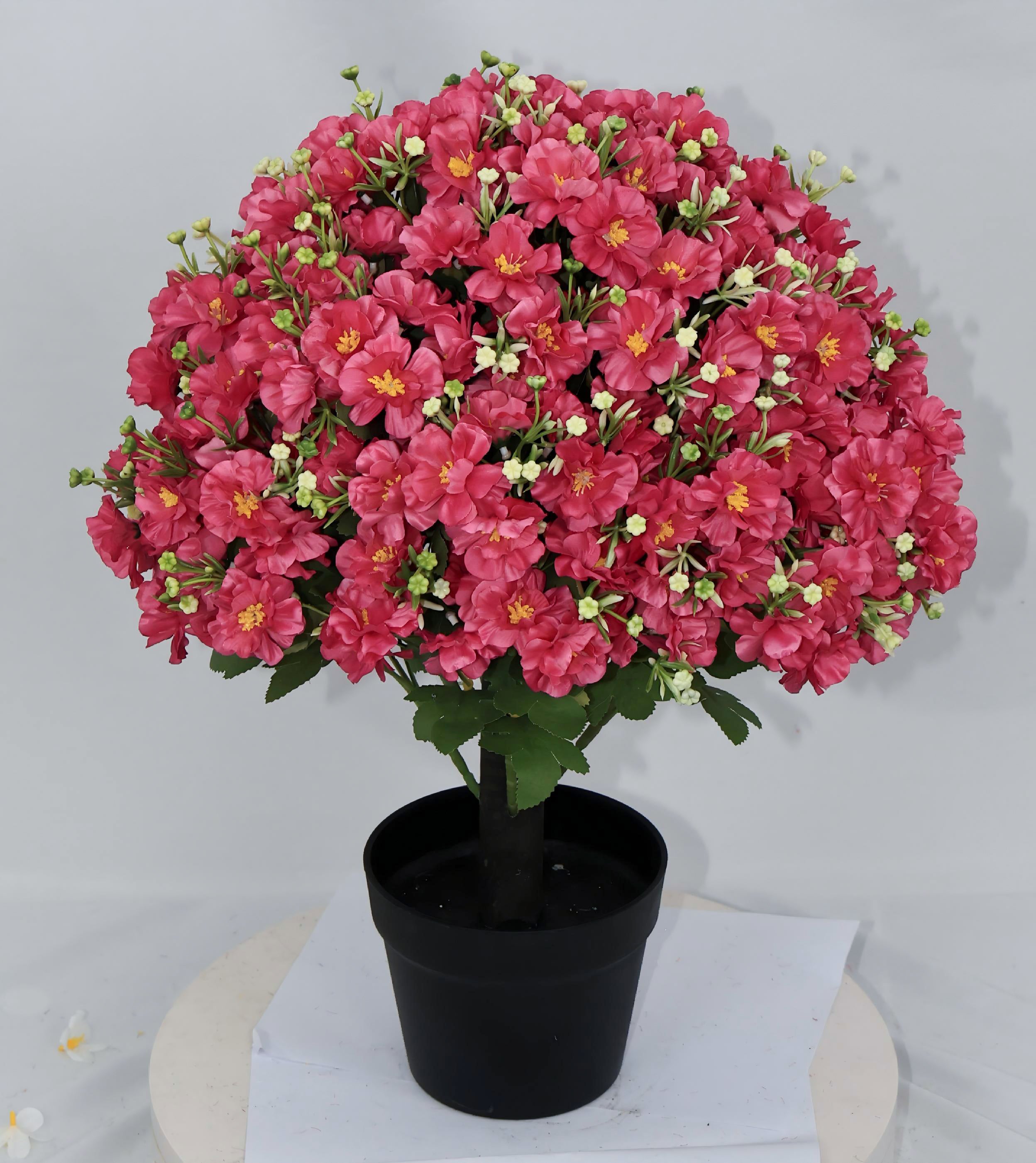 Fleur artificielle de 24 pouces Faux Lotus Neige Potée Plante UV résistant aux UV Floral artificiel Déco