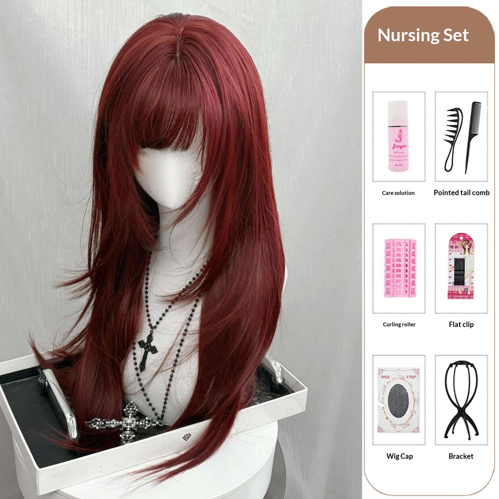 Wig rouge brillant et tendance quotidien tête pleine