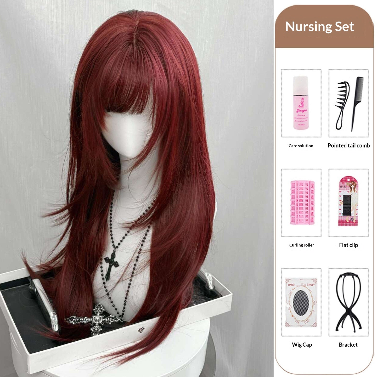 Wig rouge brillant et tendance quotidien tête pleine
