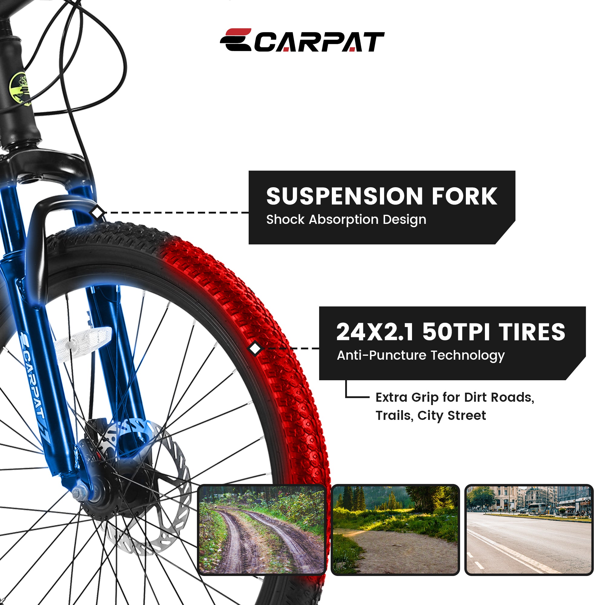 A26207 26 pouces Cadre en acier Shock Fork Plus Shock Absorber 21 vitesses Unisex Mountain Bike