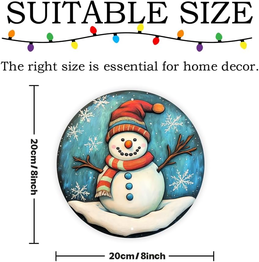 Panneau de Noël Snowman en aluminium 8x8 pouce