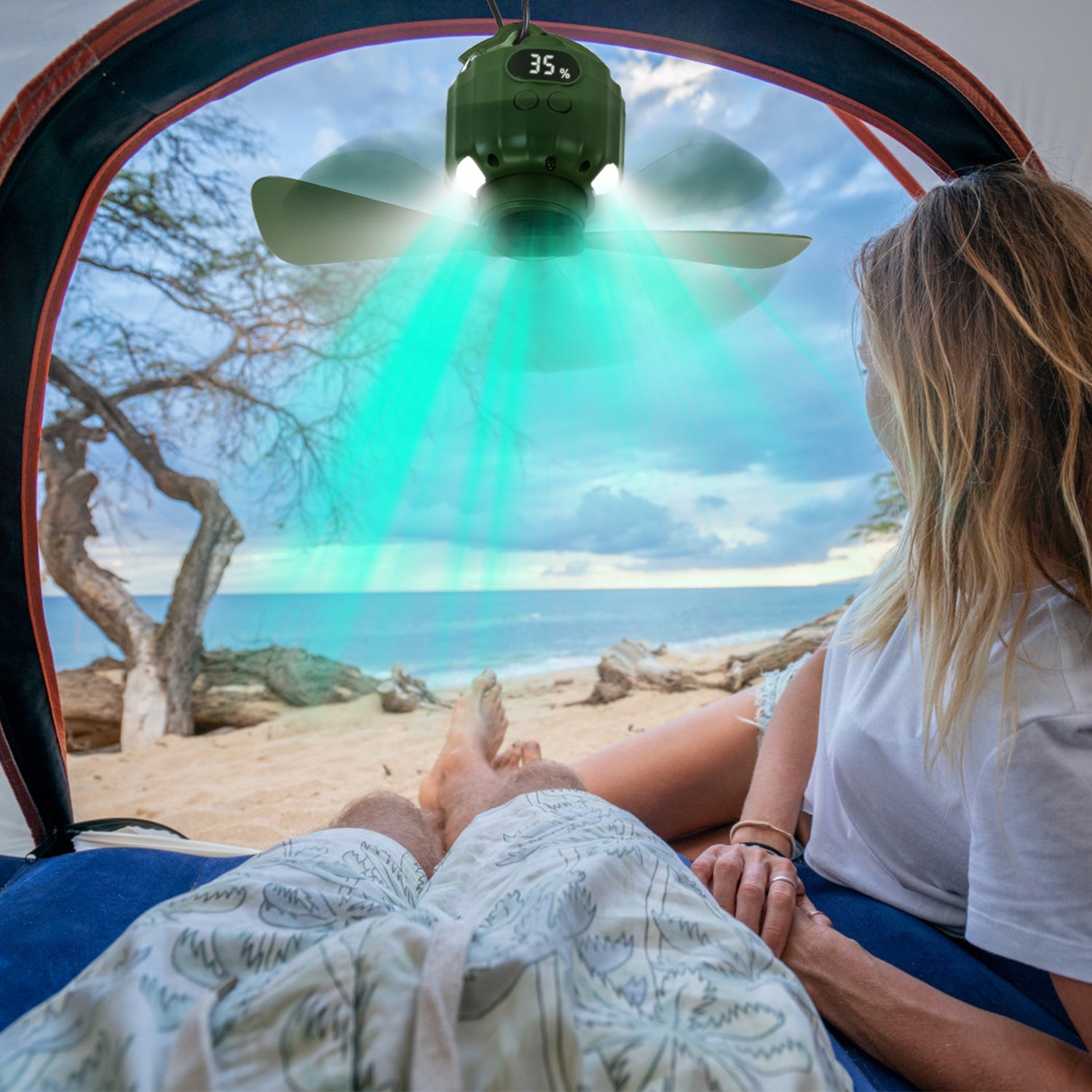 Eventail de camping 3-en-1 avec lanterne LED