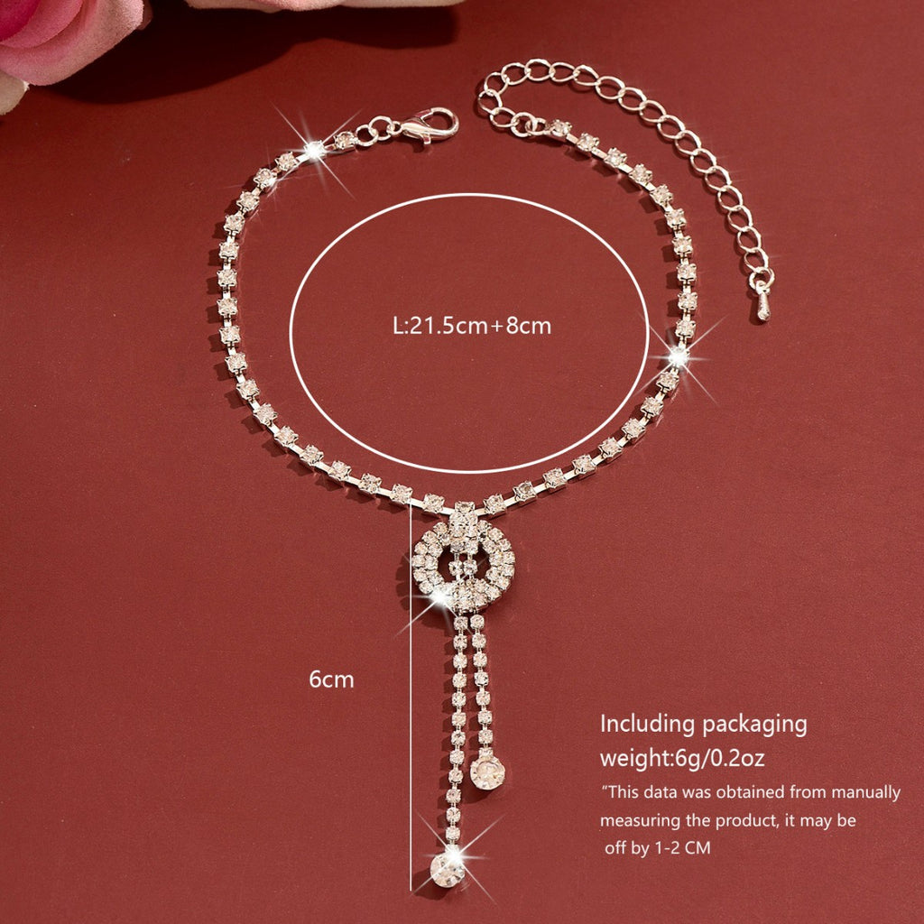 Femme Été simple Strass Tassel Geometric Anklet