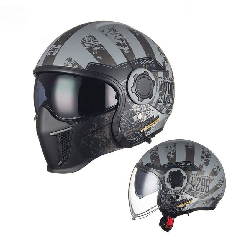 Casque de moto rétro Warrior noir