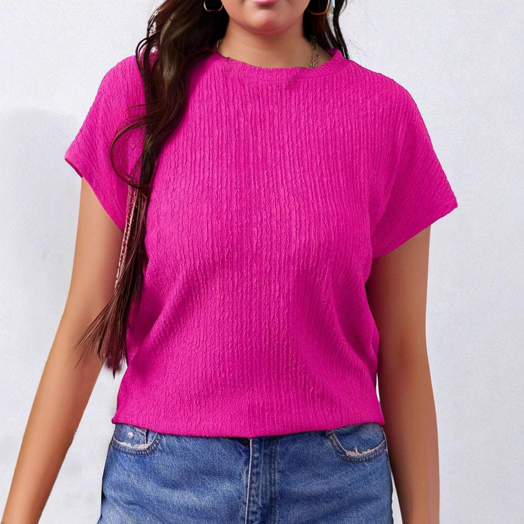T-shirt Bishop-Sleeve pour femme Col rond