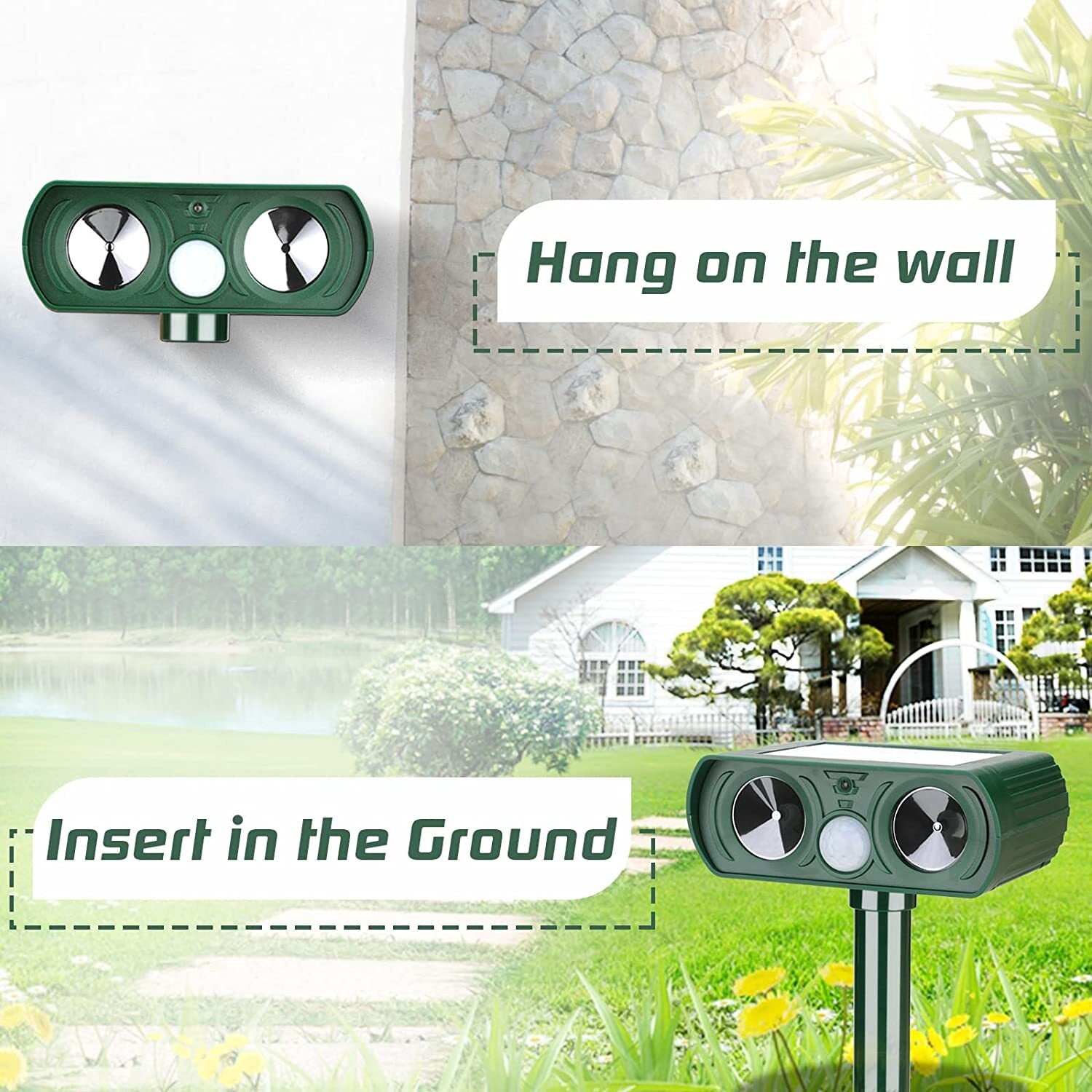 1x Ultrasonic Solar Cat Dog Reperlent Fox Pest Scarer Repeller Garden