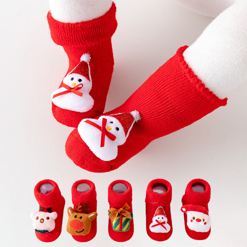 Bas cadeaux antidérapants rouge de Noël