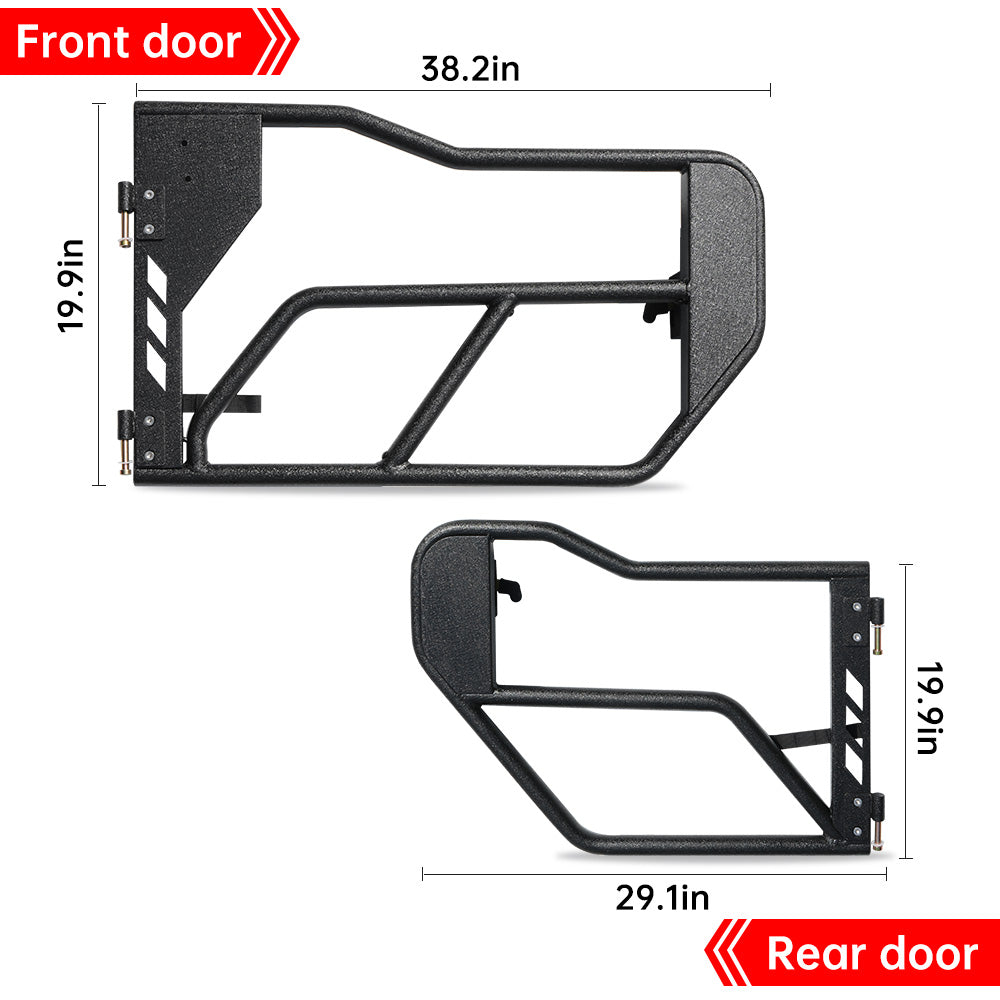Portes de tubes avec miroir de vue latérale pour 2018- Wrangler JL