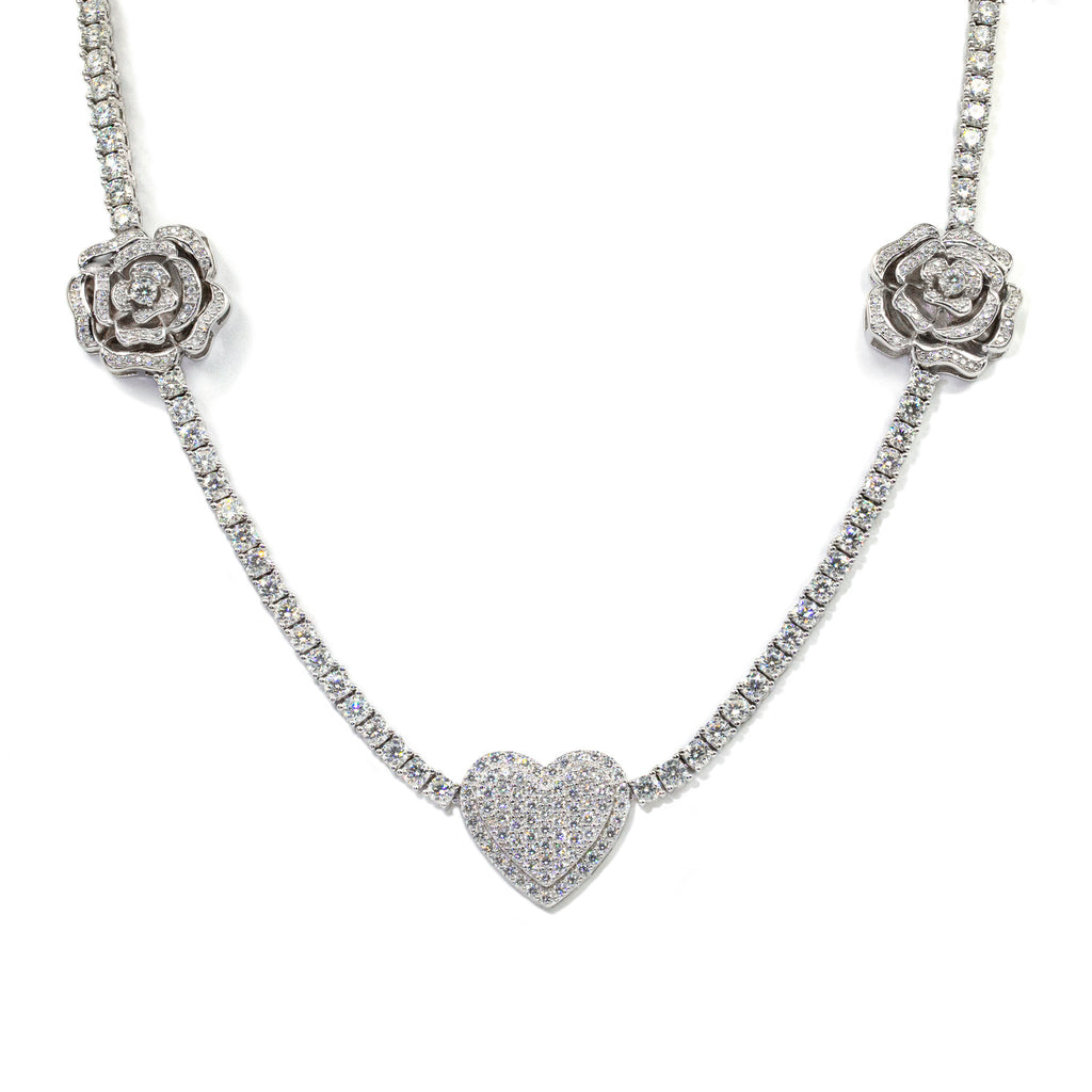925 Argent Set Moissani Hip-hop Collier Rose Personnalisé