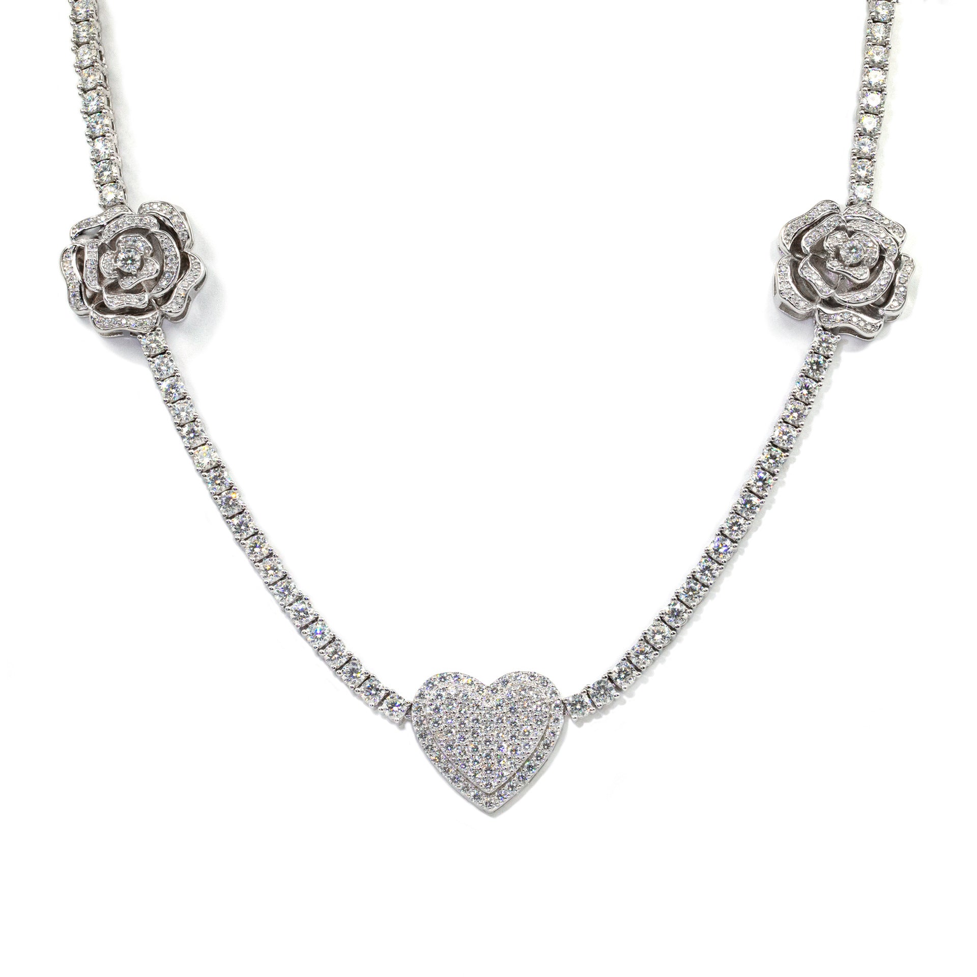925 Argent Set Moissani Hip-hop Collier Rose Personnalisé