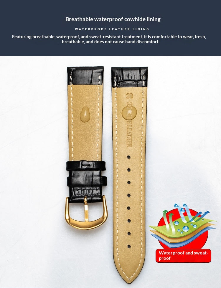 Bracelet de montre en cuir véritable double face fabriqué à partir de la peau de veau supérieure