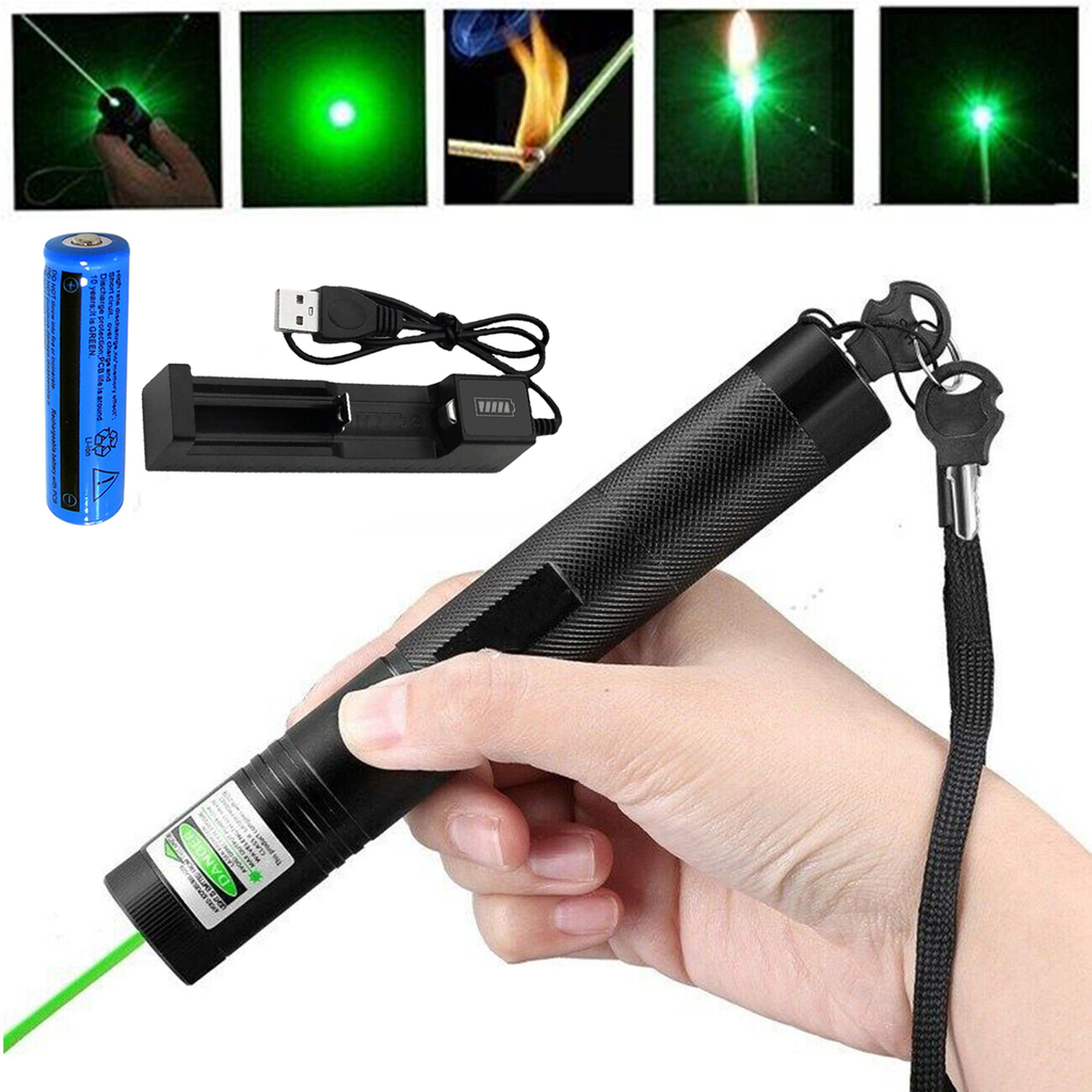 Stylo pointeur laser vert lumière visible faisceau Lazer Torche 532nm 1mw USB rechargeable Flashlig